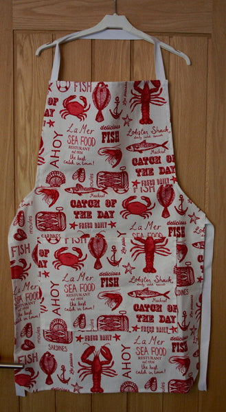 Red and White Seafood Apron