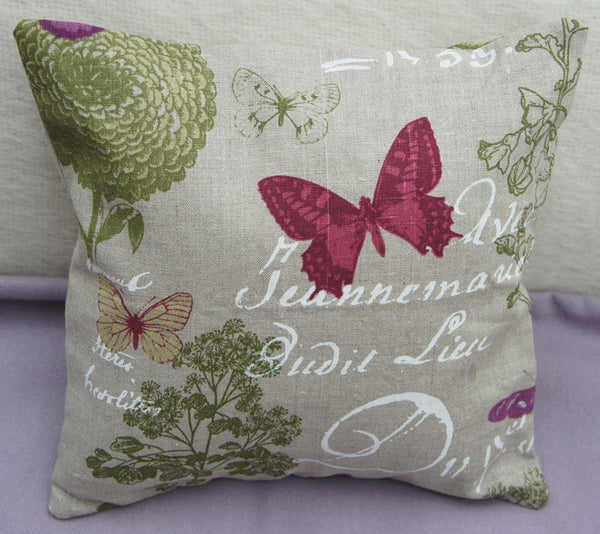 Lavender and green linen cushion cover