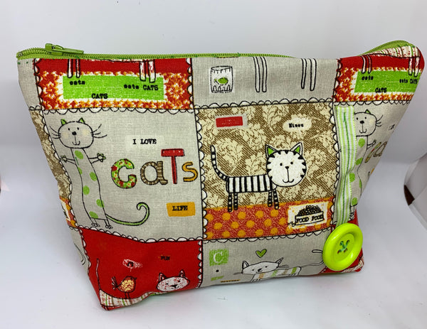 "I love cats" zipped and lined pouch