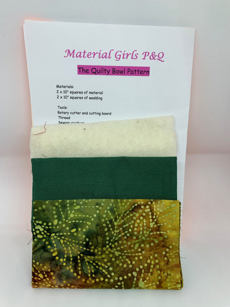 Quilty Bowl Kit from our sister organisation "Material Girls"