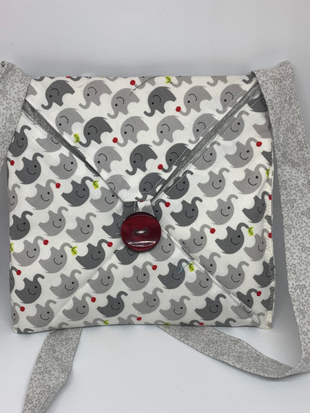 Funky bag with 3 pockets - New fabric for elephant lovers