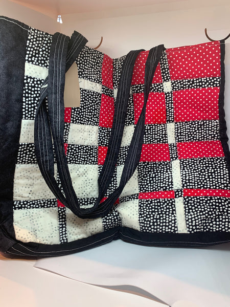 Extra large, robust patchwork tote bag