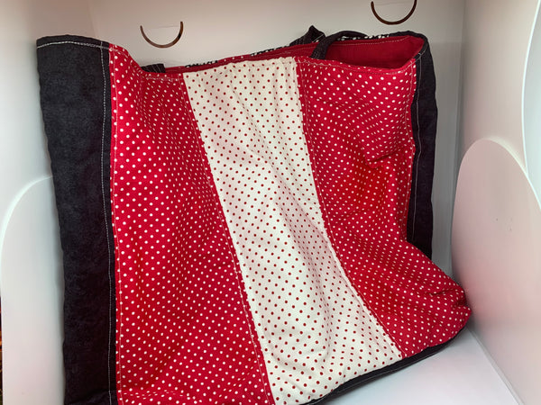 Extra large, robust patchwork tote bag