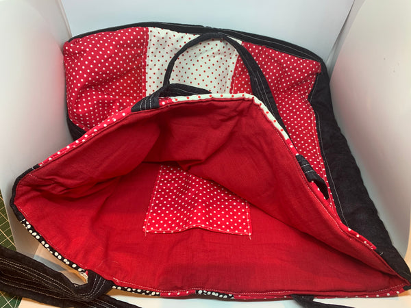 Extra large, robust patchwork tote bag