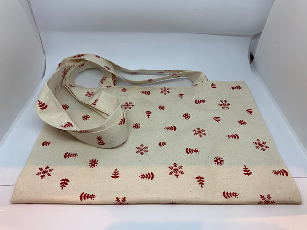 Red and Cream Snowflake tote bag