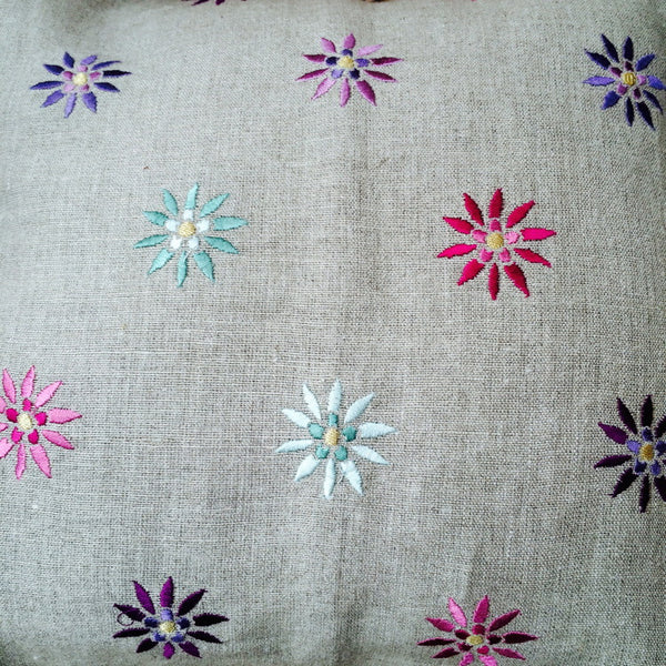 Embroidered garden cushion