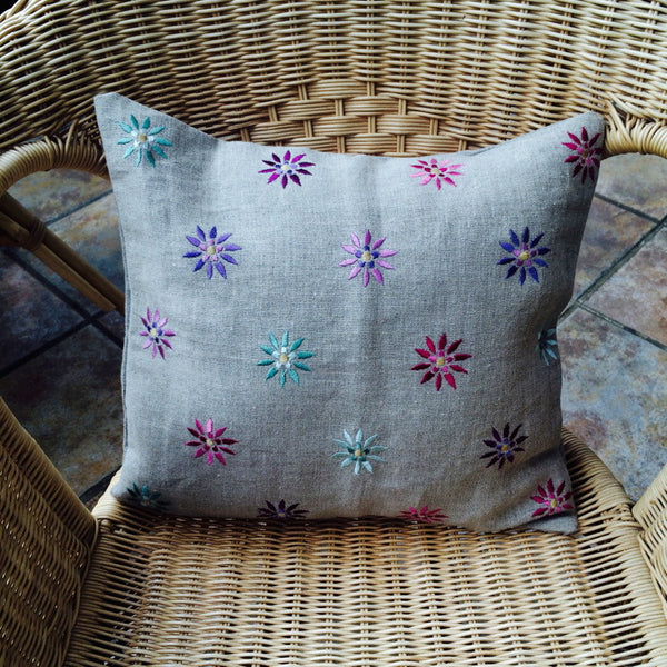 Embroidered garden cushion